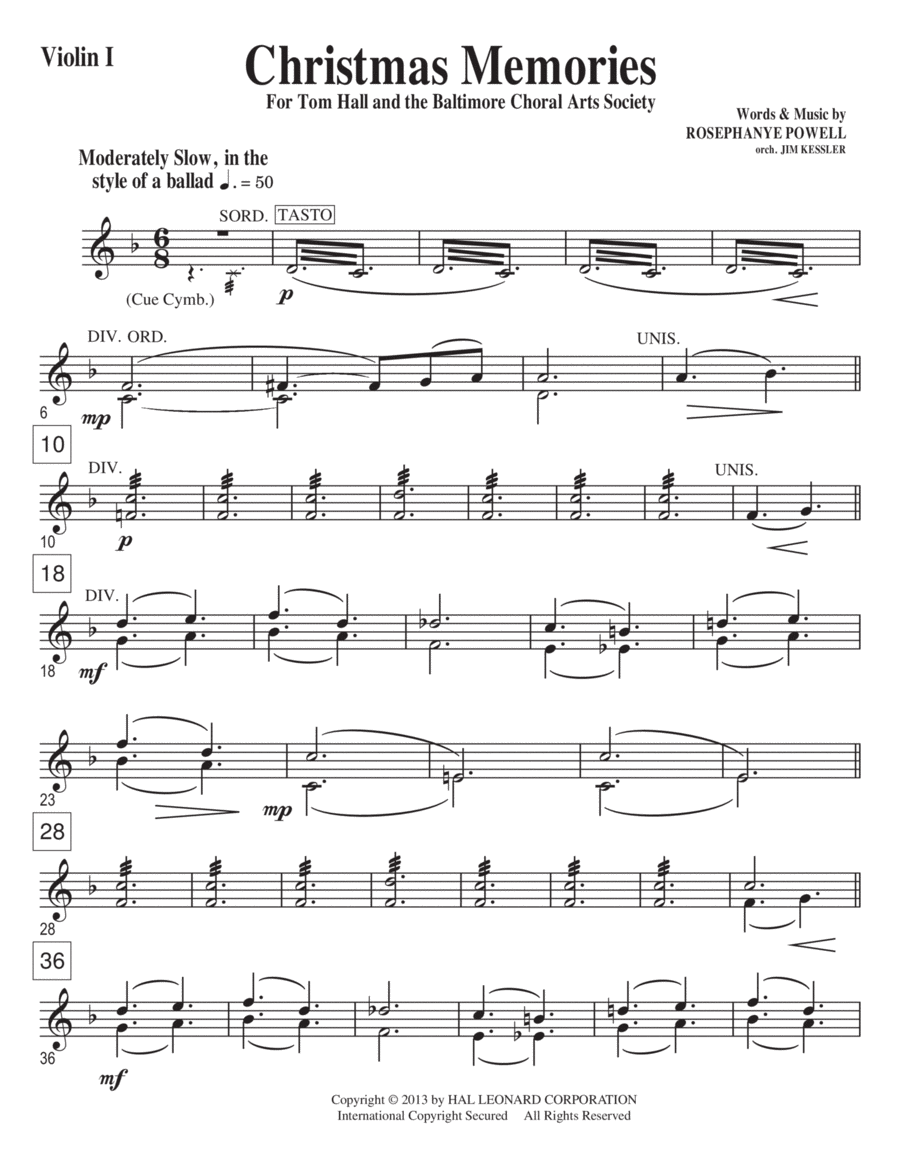 Christmas Memories - Violin 1 Choir scores gallery preview page 1