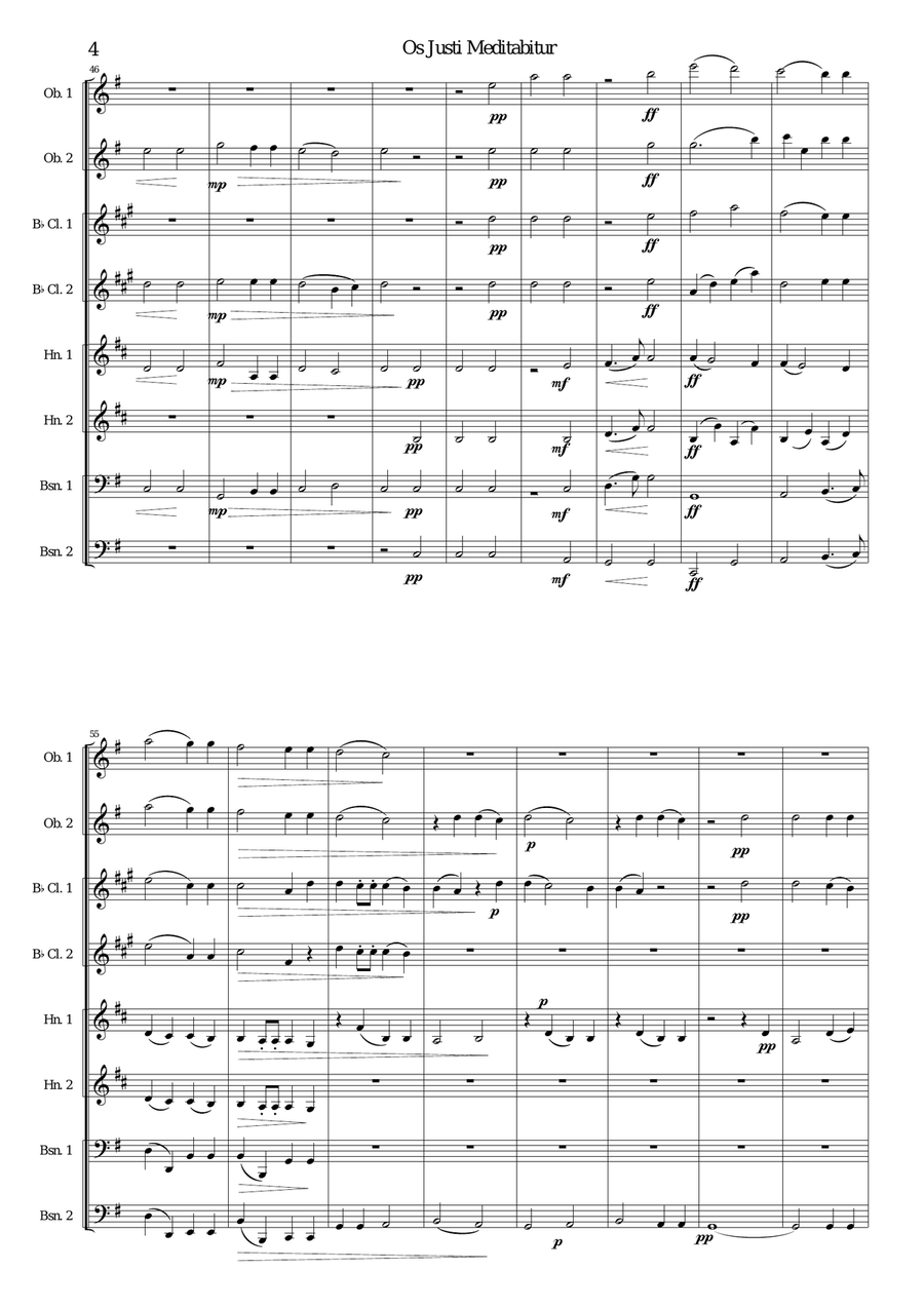 Os Justi meditabitur for wind octet Large Ensemble scores gallery preview page 4