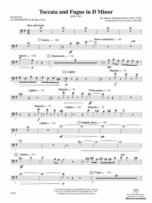 Toccata and Fugue in D Minor: (wp) 1st B-flat Trombone B.C.