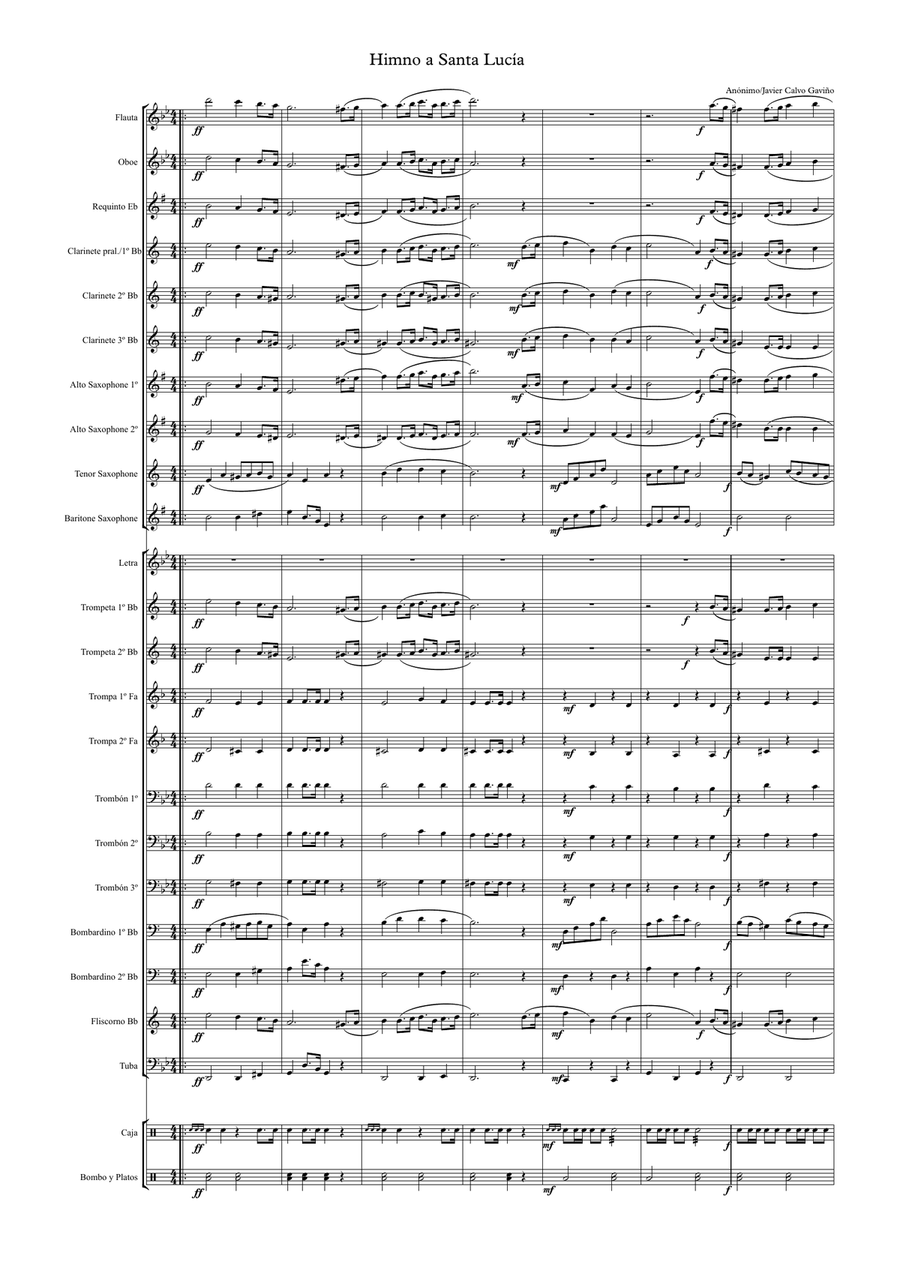 Himno a Santa Lucía (Band) Concert Band scores gallery preview page 2