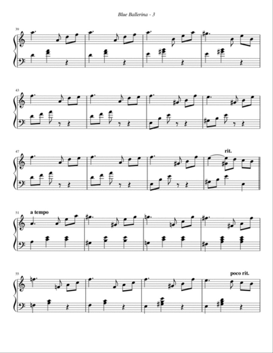 Blue Ballerina Piano Solo scores gallery preview page 3