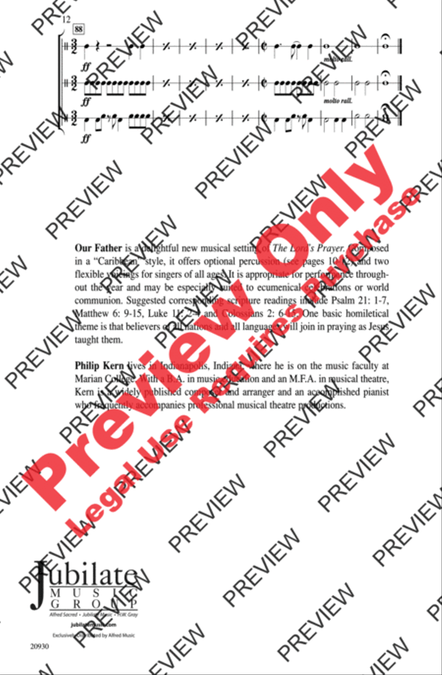 Our Father (The Lord's Prayer in a Caribbean Style) 4-Part scores gallery preview page 12