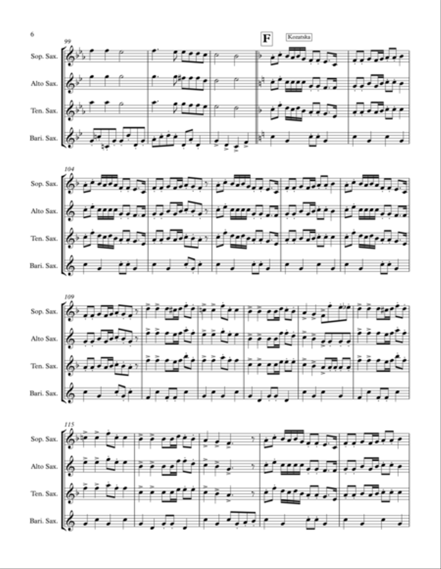 Jewish Medley: Saxophone Quartet Saxophone Quartet scores gallery preview page 6