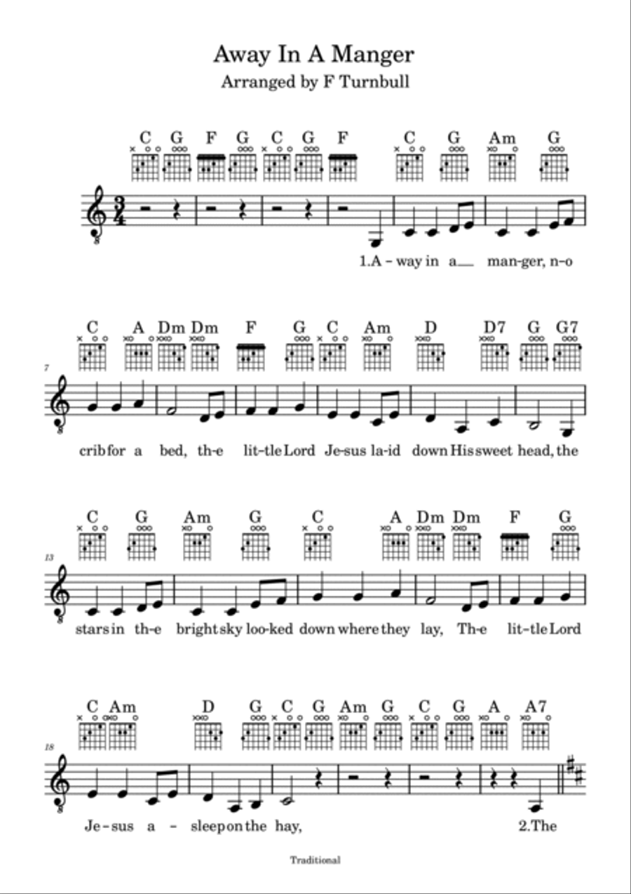 Away In A Manger Away In A Manger Piano, Vocal, Guitar scores gallery preview page 2