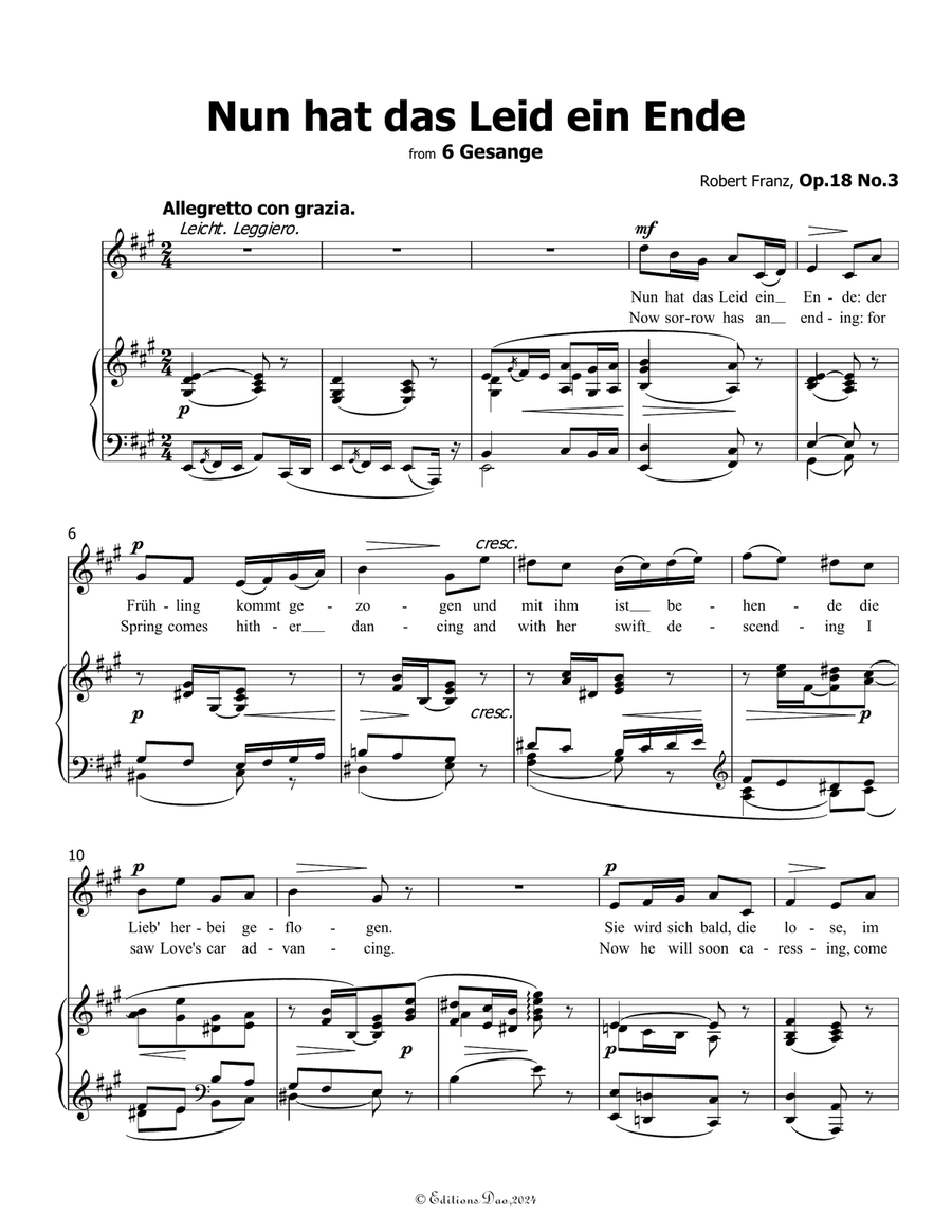 Nun hat das Leid ein Ende, by Robert Franz, in f sharp minor Voice scores gallery preview page 3