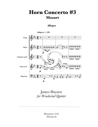 Book cover for Horn Concerto #3 Finale for Woodwind Quintet