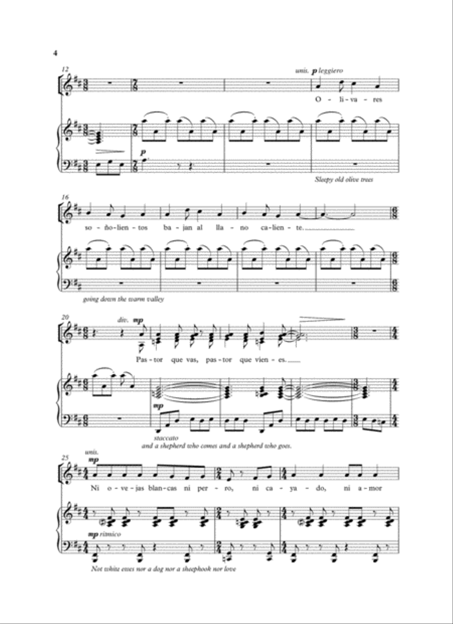 Cuatro Baladas Amarillas (Four Yellow Ballads) 3-Part scores gallery preview page 3