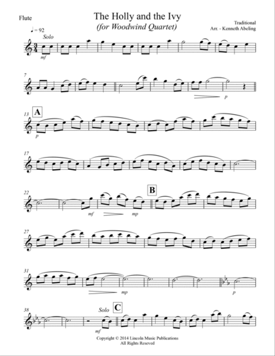 The Holly and the Ivy (for Woodwind Quartet) The Holly and the Ivy (for Woodwind Quartet) Woodwind Quartet scores gallery preview page 6