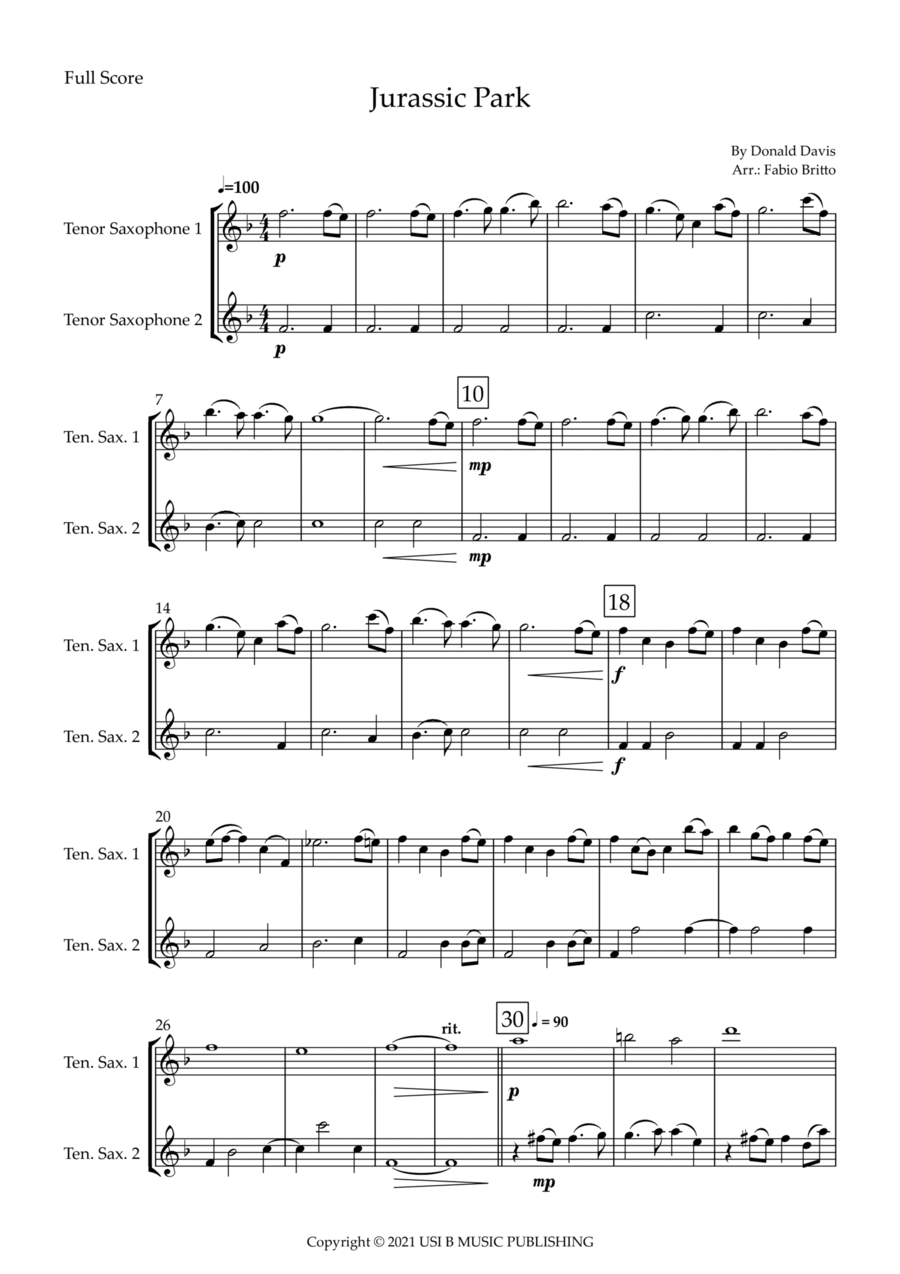 Jurassic Park Iii Woodwind Duet scores gallery preview page 1