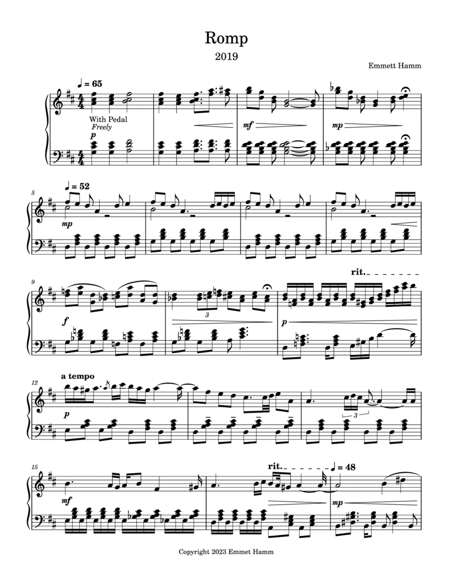 Romp Romp Piano Solo scores gallery preview page 1