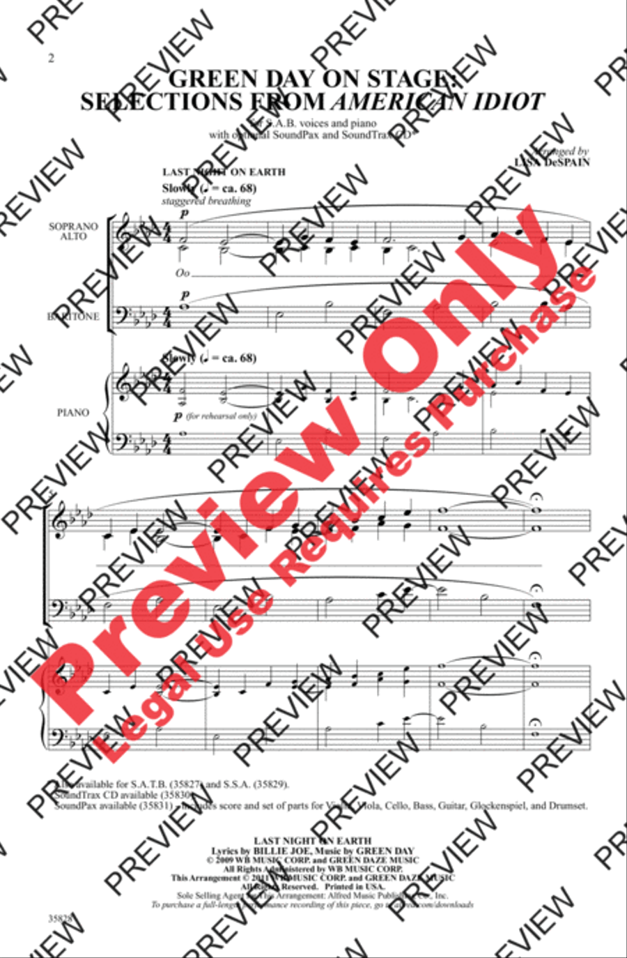Green Day on Stage: Selections from American Idiot 3-Part scores gallery preview page 2