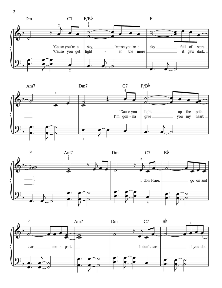 A Sky Full Of Stars A Sky Full Of Stars Easy Piano scores gallery preview page 2