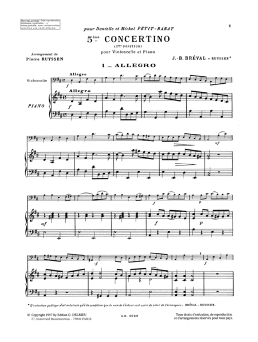 Concertino No. 5 en Re maj. Piano Accompaniment scores gallery preview page 2