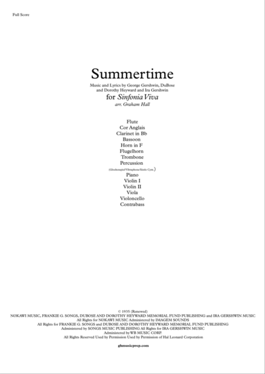 Summertime Chamber Orchestra scores gallery preview page 1