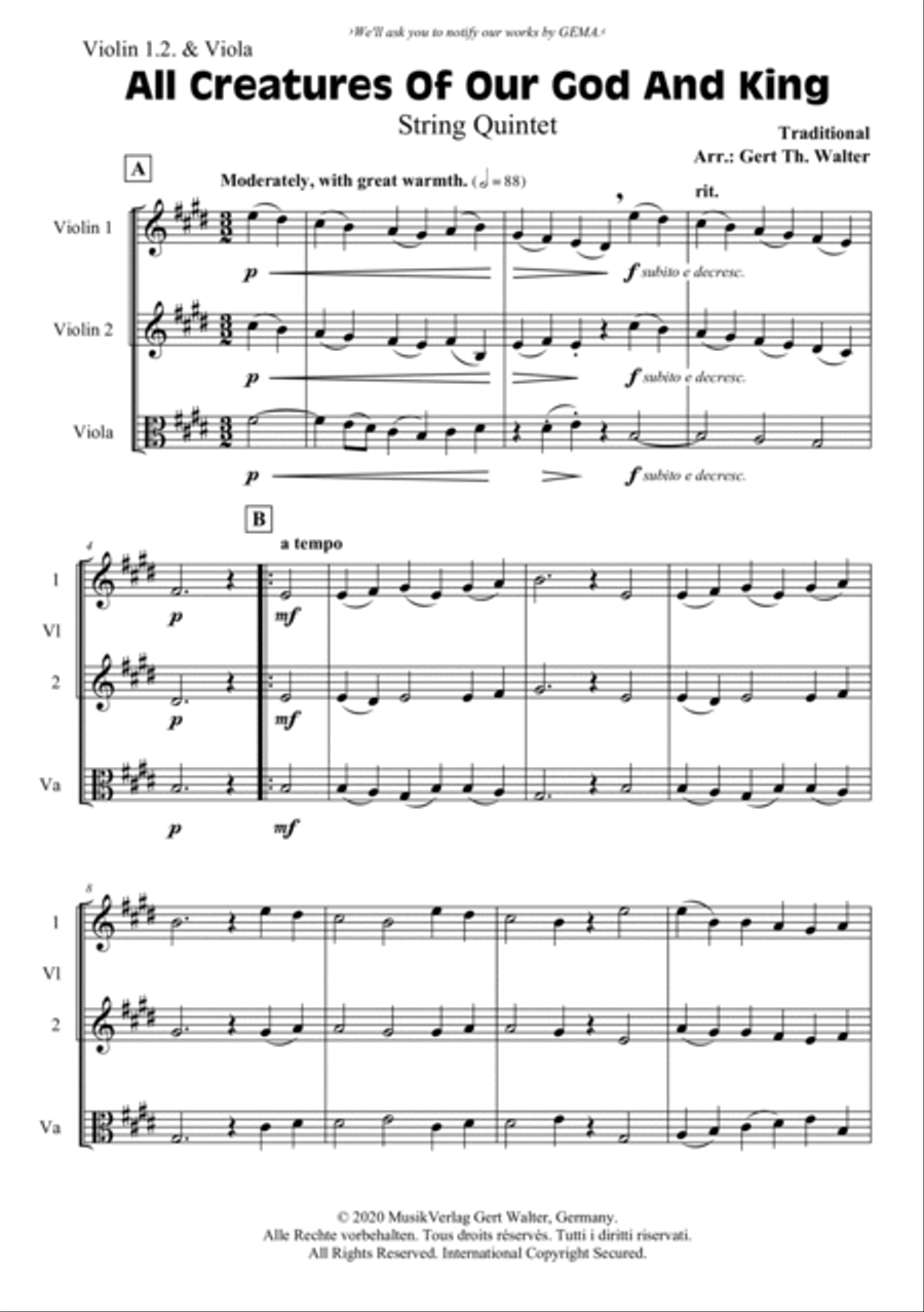 All Creatures Of Our God And King String Orchestra scores gallery preview page 4