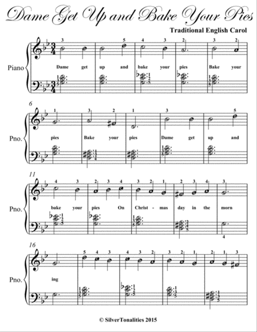 Dame Get Up and Bake Your Pies Easy Elementary Piano Sheet Music Easy Piano scores gallery preview page 2