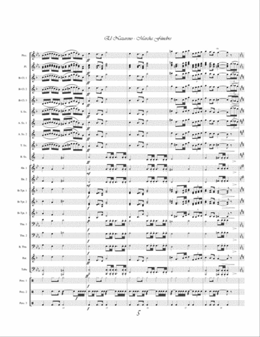 El Nazareno - Marcha Fúnebre / The Nazarene - Funeral March Concert Band scores gallery preview page 5