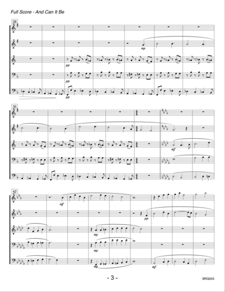 AND CAN IT BE - BRASS QUINTET (or Sextet) - unaccompanied Brass Quintet scores gallery preview page 3
