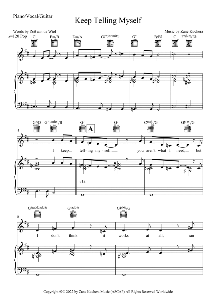 Keep Telling Myself Keep Telling Myself Piano, Vocal, Guitar scores gallery preview page 1