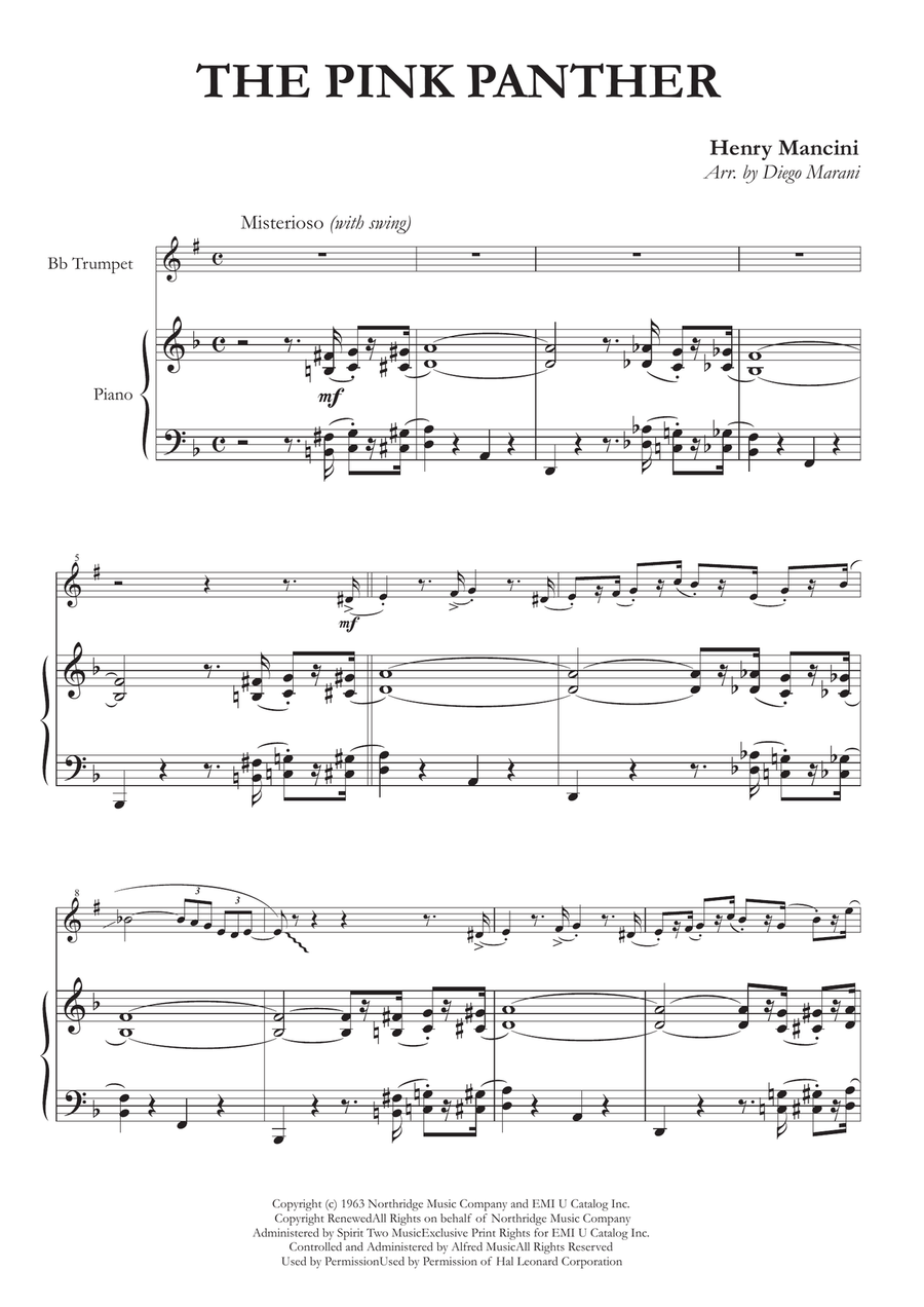 The Pink Panther from THE PINK PANTHER Trumpet Solo scores gallery preview page 2