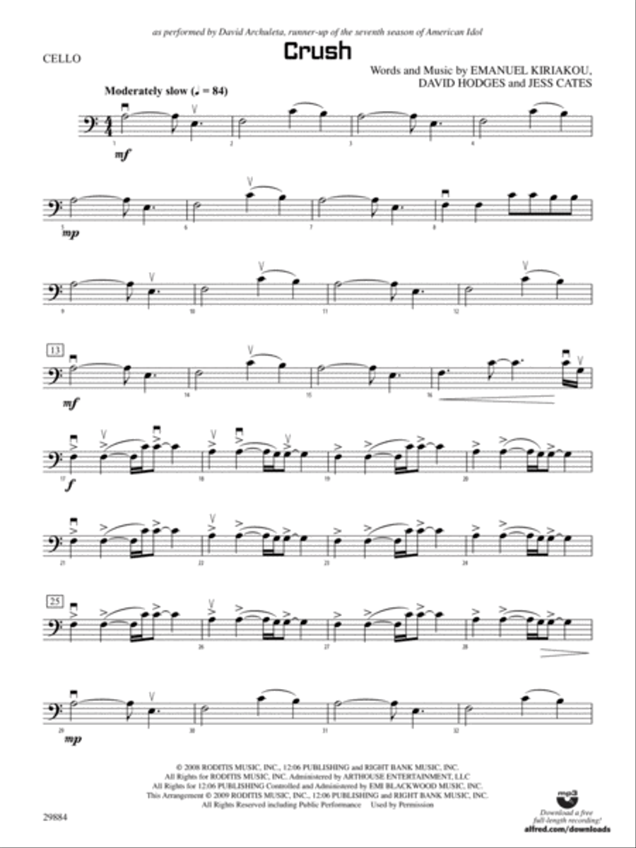 Crush: Cello Crush: Cello String Orchestra scores gallery preview page 1
