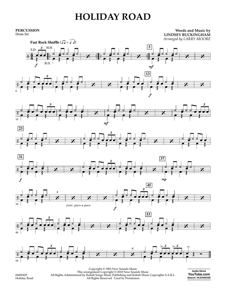 Holiday Road (from National Lampoon's Vacation) (arr. Larry Moore) - Percussion Orchestra scores gallery preview page 1