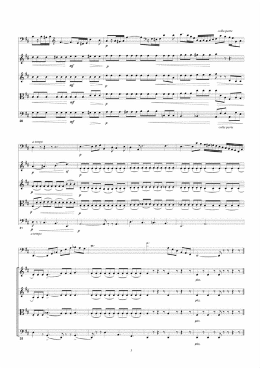 Giovanni Bottesini, Elegy, for solo double bass in solo tuning and string quartet, quintet or strin String Quartet scores gallery preview page 5