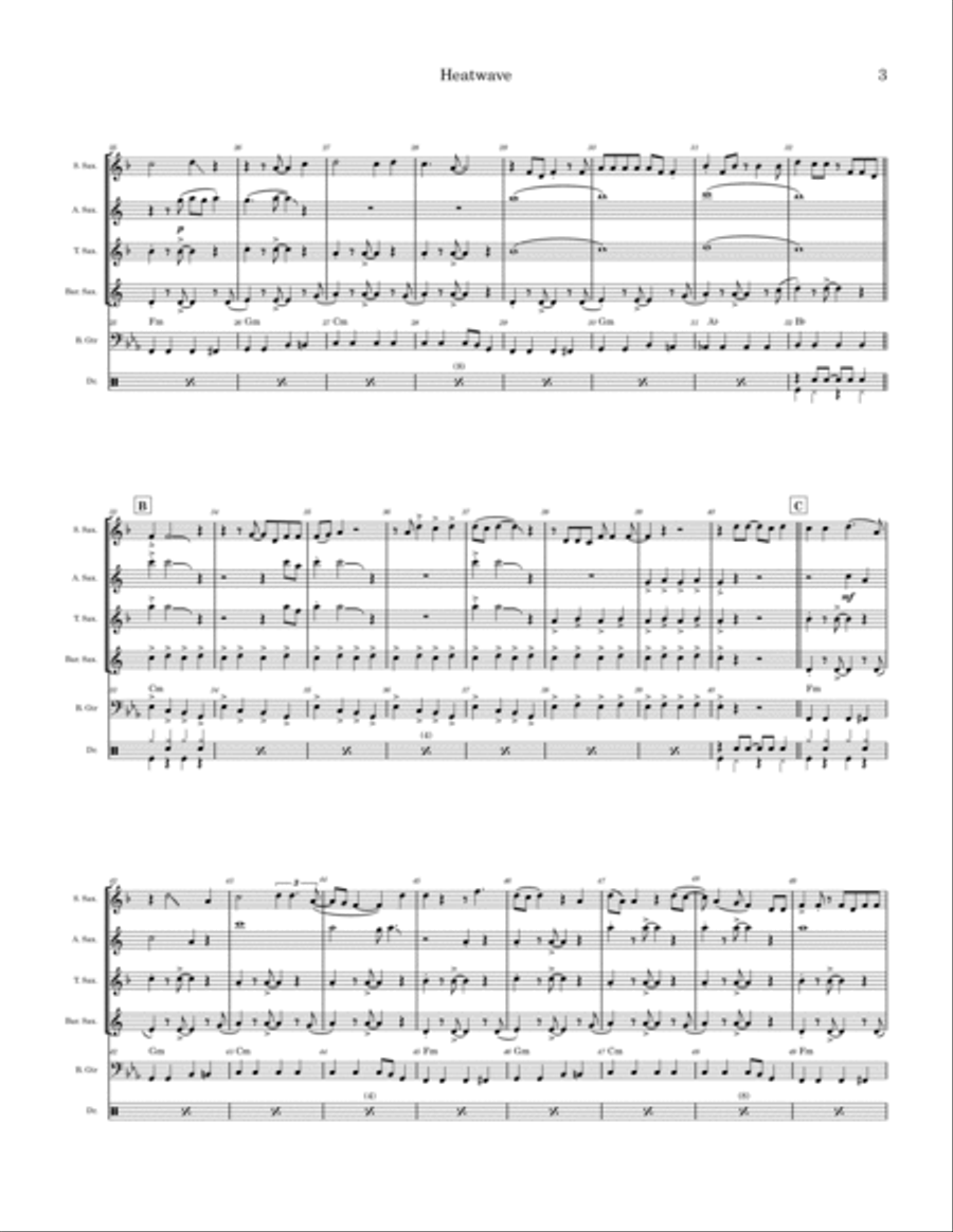 Heatwave (love Is Like A Heatwave) Saxophone Quartet scores gallery preview page 3