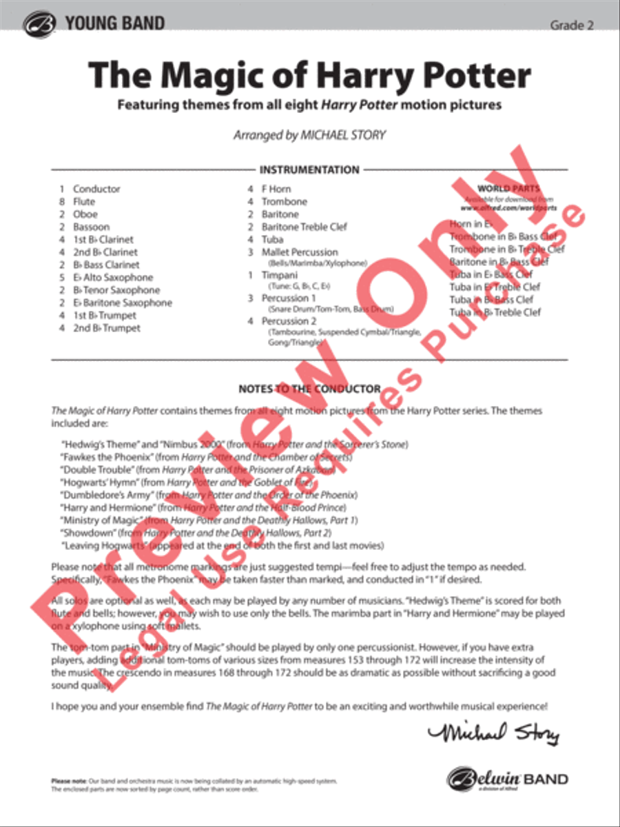 The Magic of Harry Potter Concert Band scores gallery preview page 2