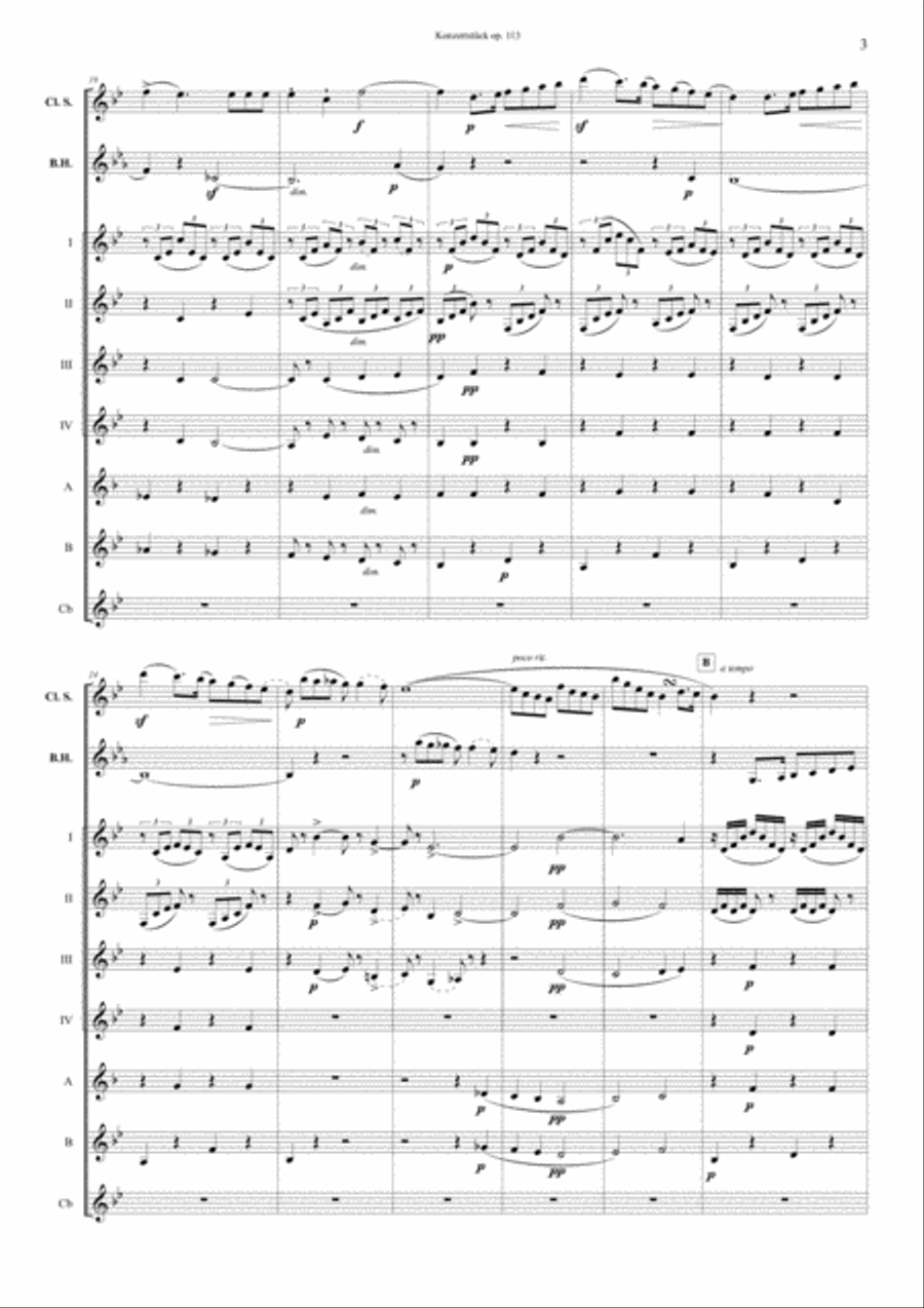 F. Mendelssohn Bartholdy Konzertstück op. 113 for Clarinet, Basset Horn and Orchestra – Transcrip Woodwind Ensemble scores gallery preview page 3