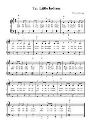 Ten Little Indians (folk song) - piano