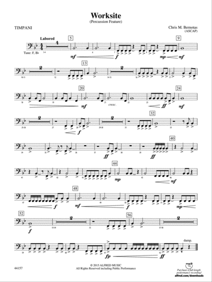Worksite: Timpani Concert Band scores gallery preview page 1