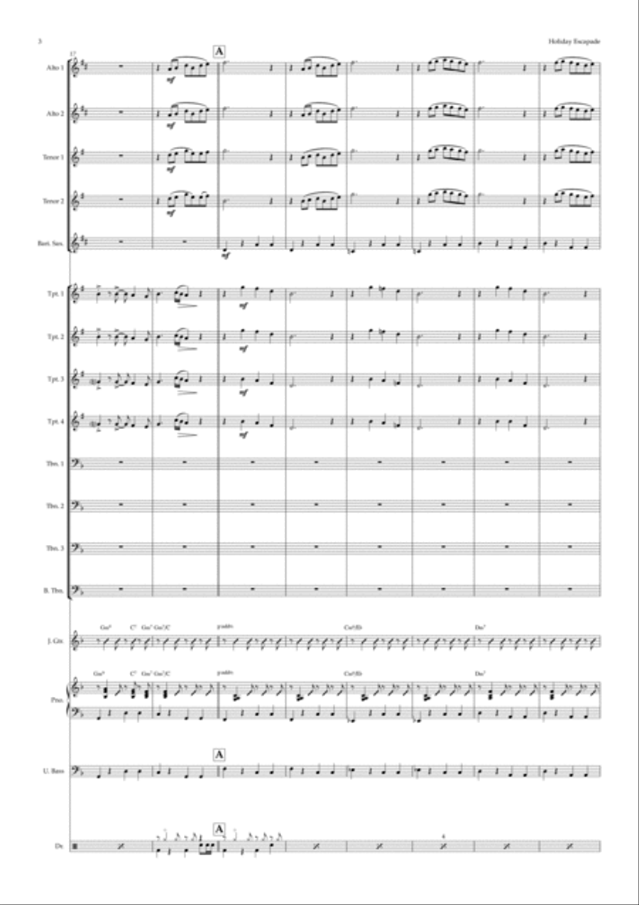 Holiday Escapade (big band) Jazz Ensemble scores gallery preview page 3