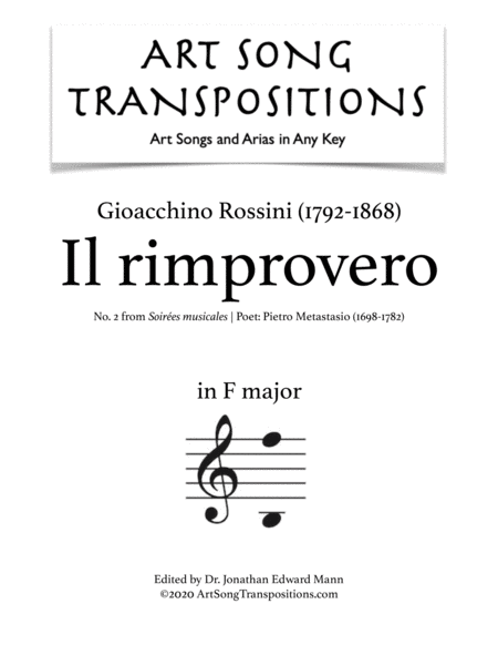 ROSSINI: Il rimprovero (transposed to F major)