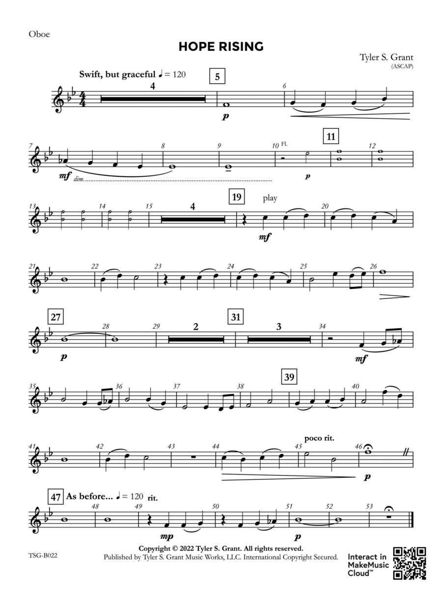 Hope Rising: Oboe Concert Band scores gallery preview page 1