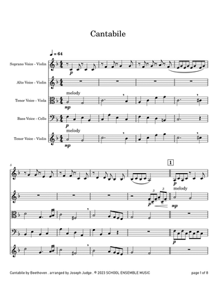 Cantabile by Beethoven for String Quartet in Schools