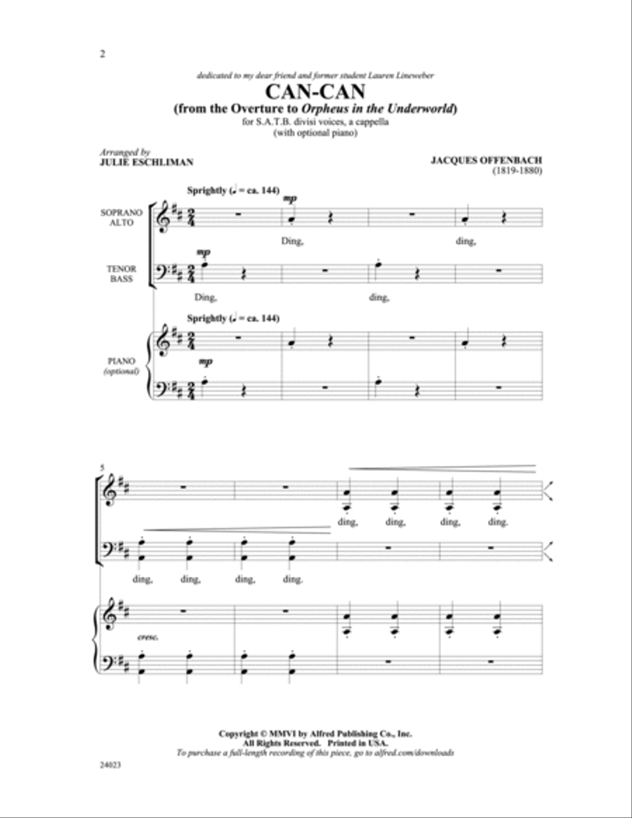 Can-Can (from the Overture to Orpheus in the Underworld) Divisi scores gallery preview page 2