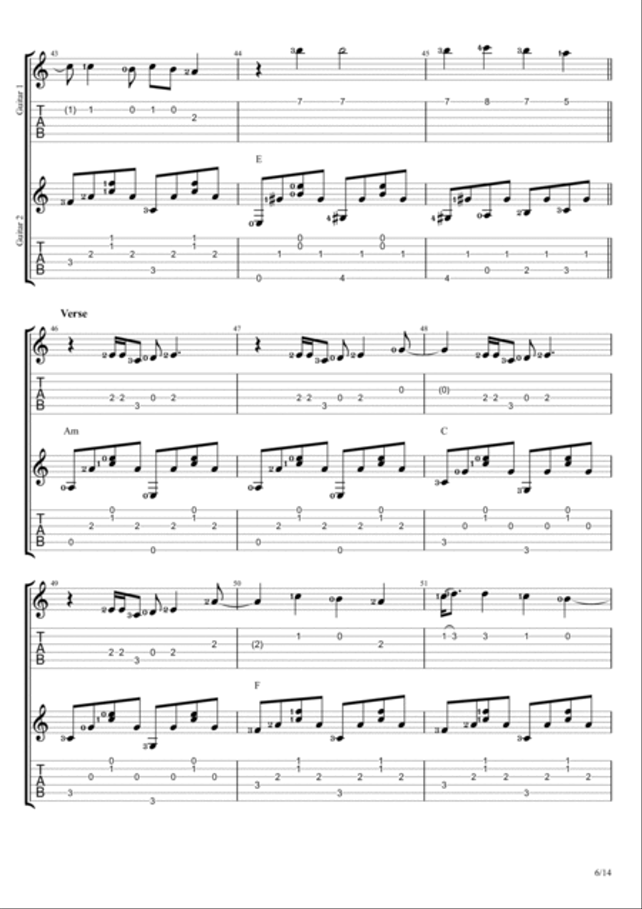 Fallin Guitar Tablature scores gallery preview page 6