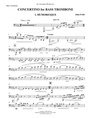 Book cover for Concertino for Bass Trombone & Piano