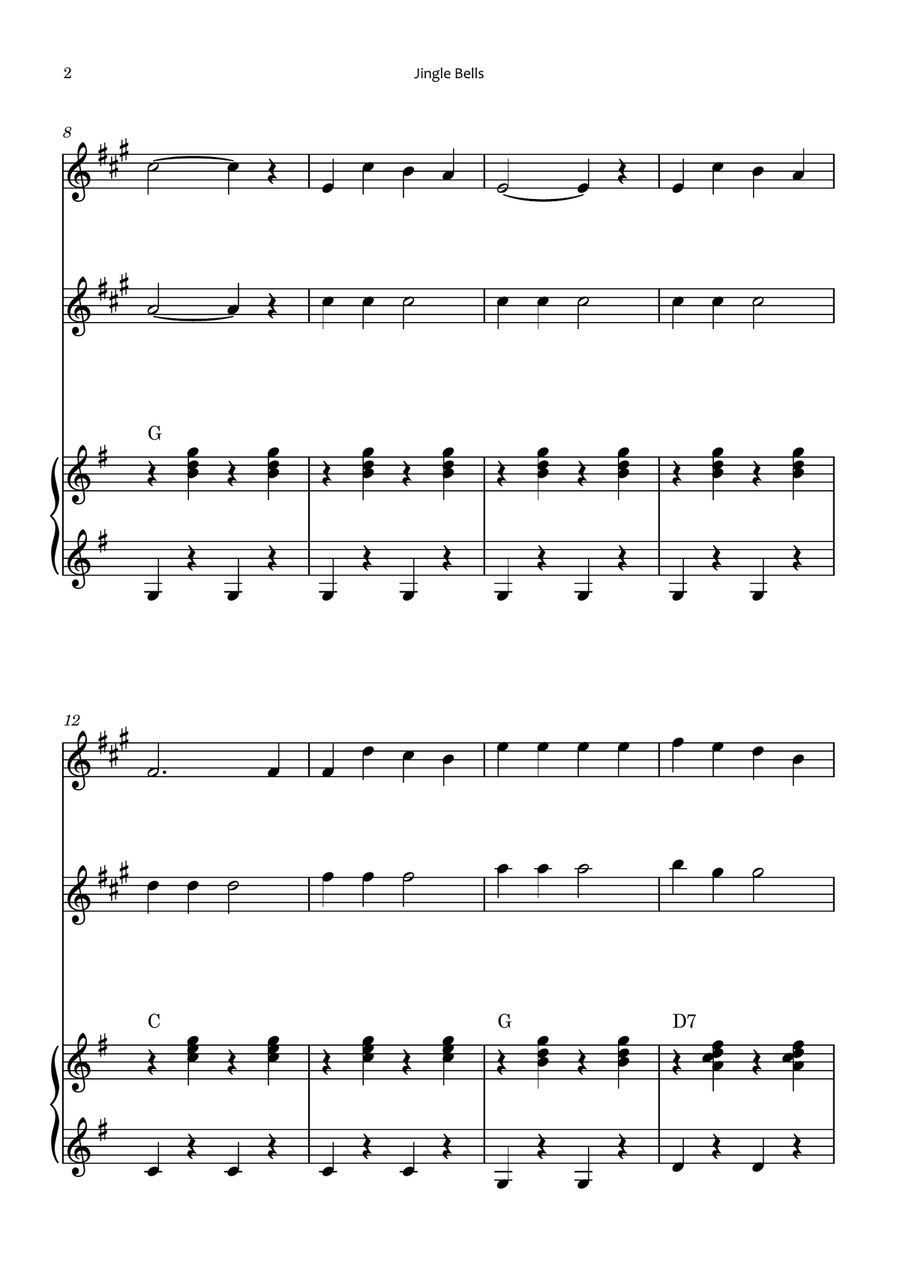 Jingle Bells Clarinet Duet scores gallery preview page 2