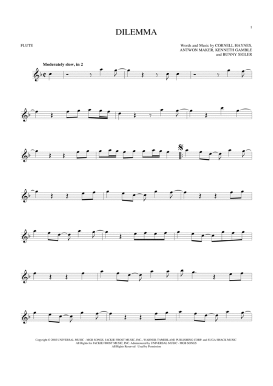 Dilemma Dilemma Flute Solo scores gallery preview page 1