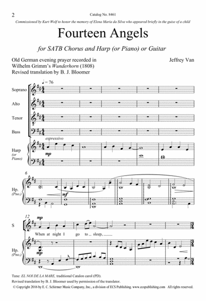 Fourteen Angels (Downloadable Harp [Piano]/Choral Score)