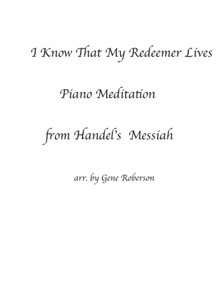 I Know that My Redeemer Lives Piano Solo