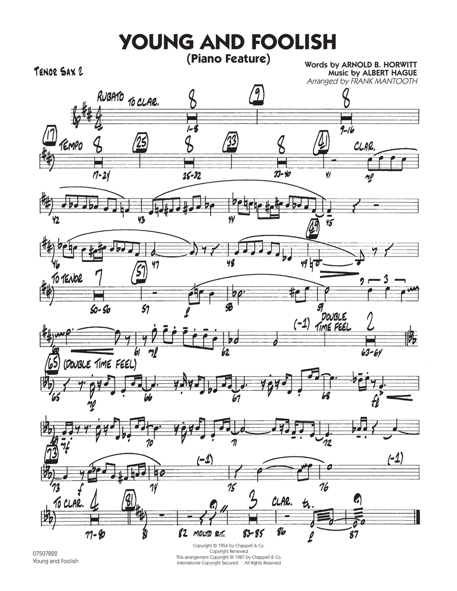 Young And Foolish - Tenor Sax 2 Jazz Ensemble scores gallery preview page 1