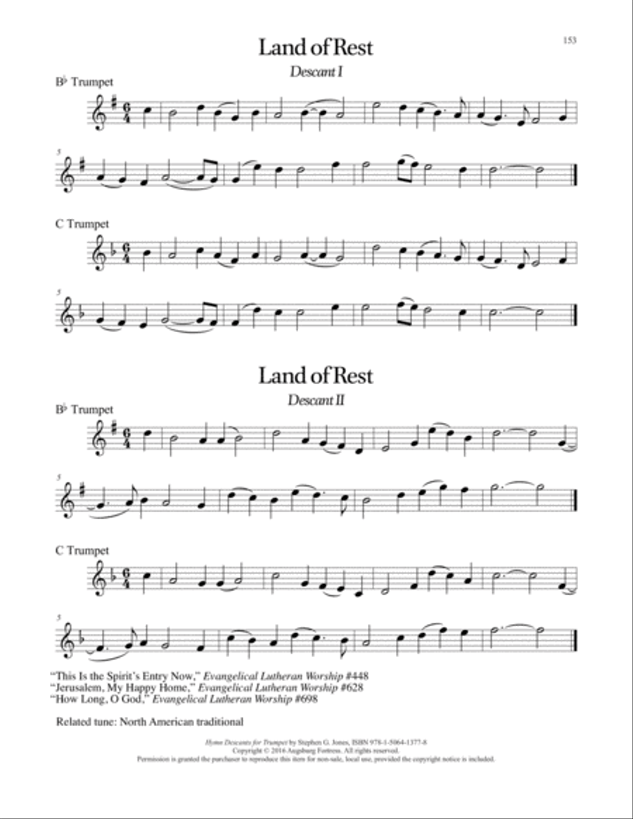 Hymn Descants for Trumpet C Trumpet scores gallery preview page 154