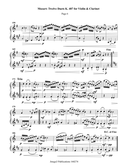 Mozart: 12 Duets K. 487 for Violin & Clarinet image number null