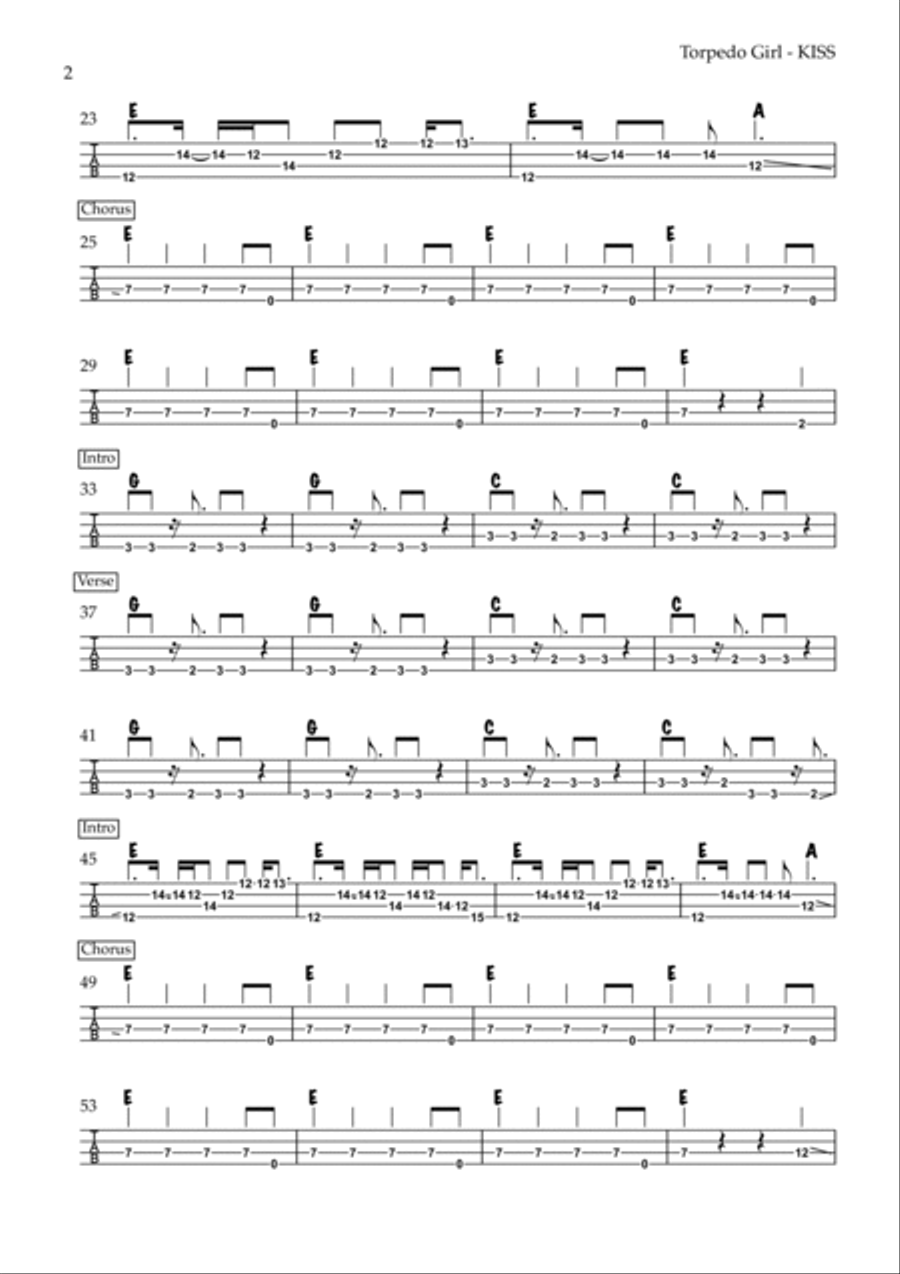 Torpedo Girl Guitar Tablature scores gallery preview page 2