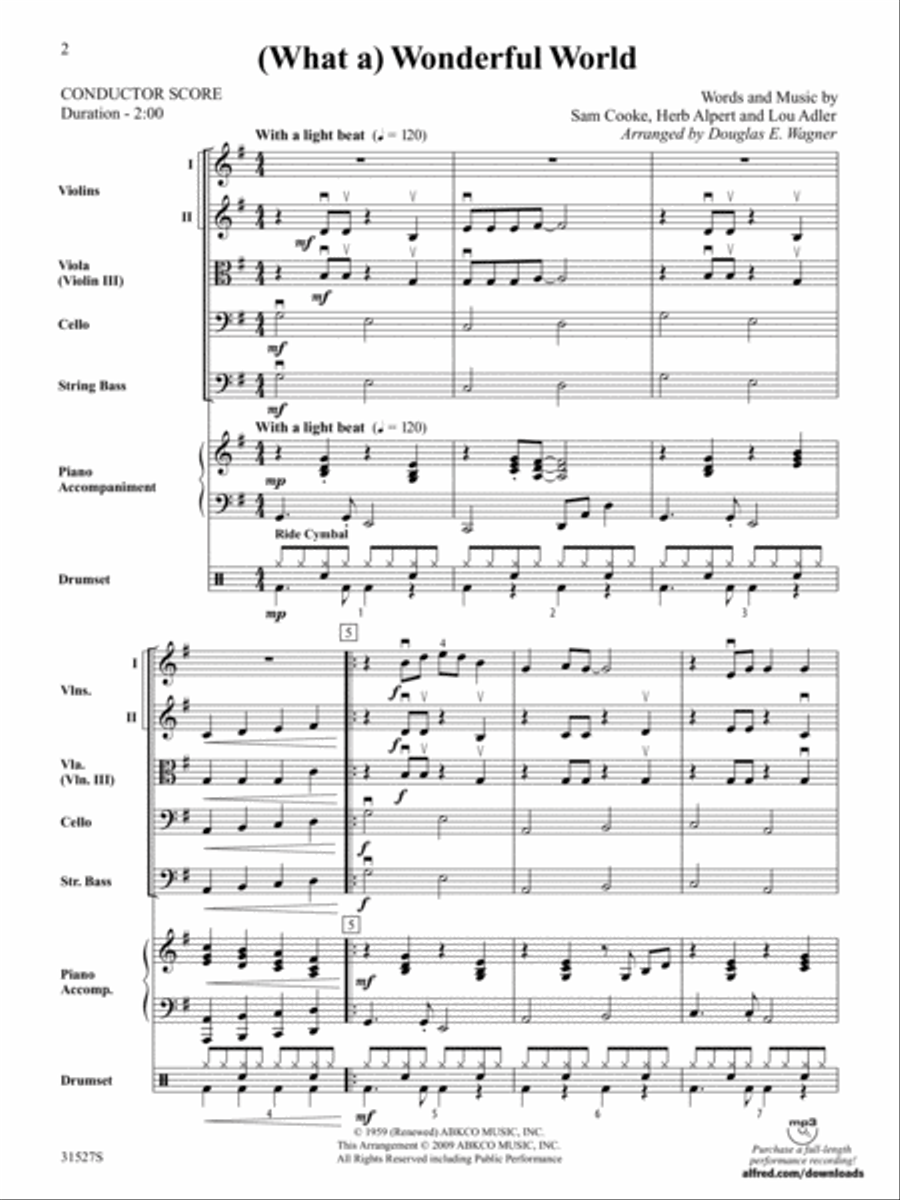 (What A) Wonderful World: Score String Orchestra scores gallery preview page 2