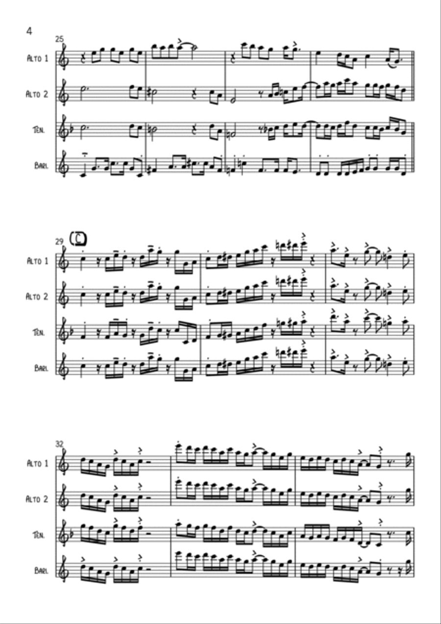 Sir Duke Saxophone Quartet scores gallery preview page 4