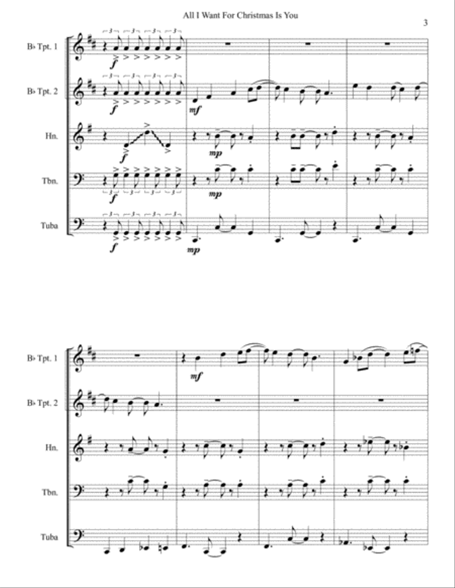 All I Want For Christmas Is You All I Want For Christmas Is You Brass Quintet scores gallery preview page 3